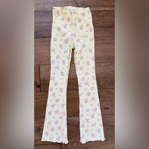 Zara Kids Cream Floral Ribbed Pants